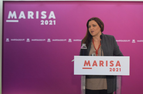 Marisa Matias na sessão de apresentação da sua candidatura em Leiria.