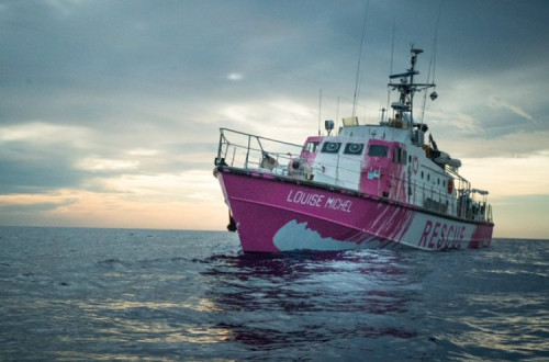 O barco de resgate de migrante Louise Michel. Agosto de 2020. Foto da sua conta de Twitter.