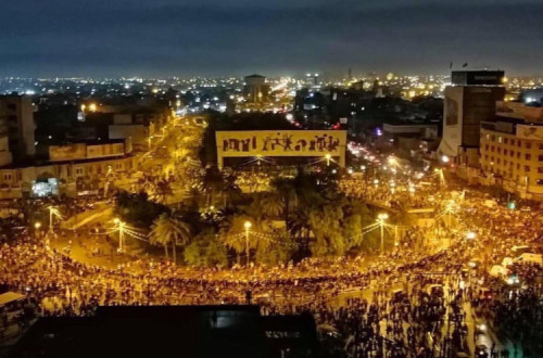 Manifestação na Praça Tahrir. Iraque, outubro de 2019.
