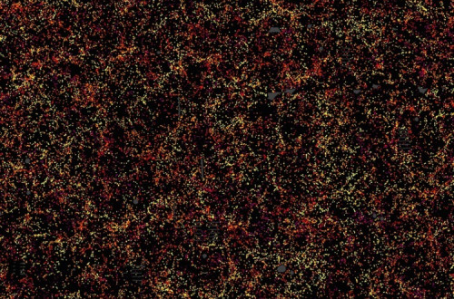 Uma fatia do universo, parte do mapa de galáxias a três dimensões publicado pelo Instituto de Astrofísica Max Planck. Crédito: Daniel Eisenstein and SDSS-III.