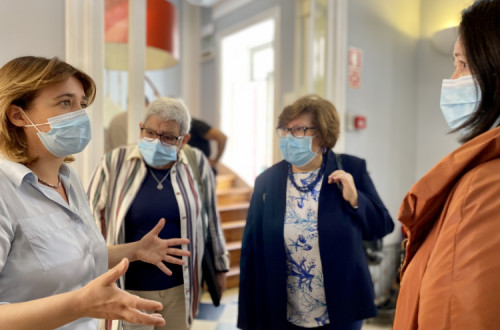 Catarina Martins com profissionais de saúde. Junho de 2021.
