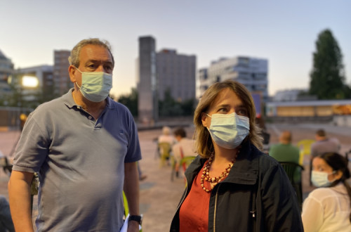 Catarina Martins e Silvestre Pereira, o cabeça de lista do Bloco à Câmara Municipal da Maia. Foto de Andreia Quartau.