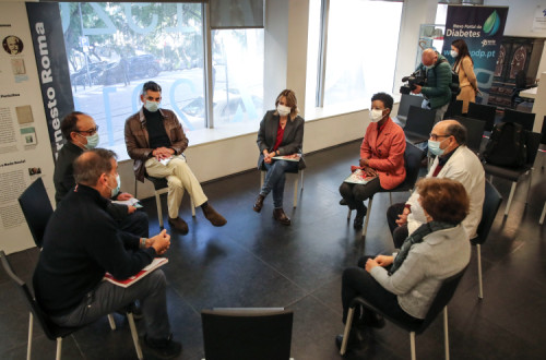 Catarina Martins em reunião com a Associação Protetora dos Diabéticos de Portugal, 7 de janeiro de 2022. Foto de MANUEL DE ALMEIDA/LUSA.
