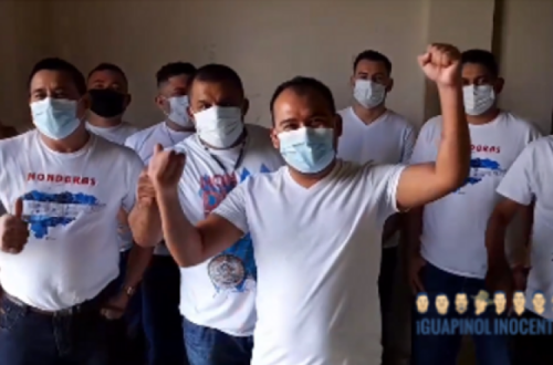 Ativistas ambientais de Guapinol condenados. Imagem da página de solidariedade para com eles.