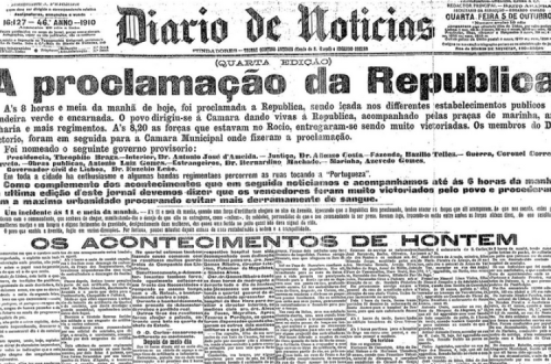 Capa do Diário de Notícias no dia da proclamação da República.