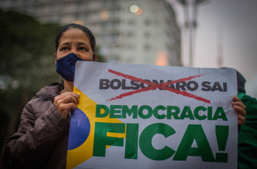 Manifestante a favor da democracia.