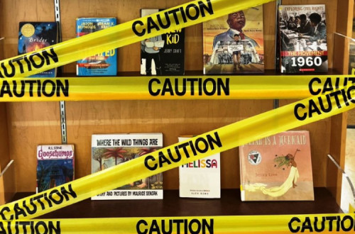 Expositor na biblioteca pública de Rochdale Village, em Nova Iorque. Foto da Biblioteca de Queens/Facebook.