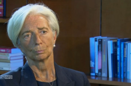 Christine Lagarde na entrevista à TV suíça.