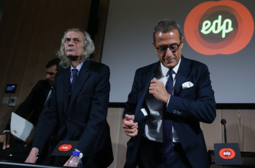 António Mexia e João Manso Neto, ex-presidentes da EDP e EDPR. Foto de Tiago Petinga, Lusa/arquivo.