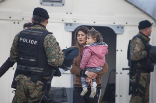 Mulher e criança migrantes, novembro de 2015.