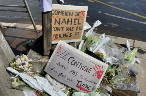 Nanterre, Praça Nélson Mandela, local onde foi embater o carro conduzido por Nahel.