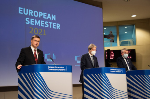 Valdis Dombrovskis, Paolo Gentiloni e Nicolas Schmit