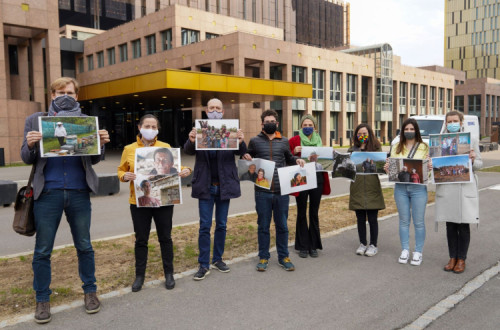 Ativistas da People´s Climate Case frente ao Tribunal de Justiça da União Europeia.