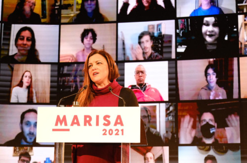 Marisa Matias no comício virtual feito a partir da Amadora.