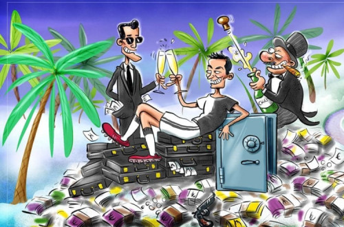 Evasão Fiscal. Imagem do comunicado do The Left.