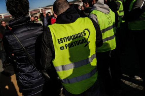 Piquete de greve dos estivadores de Lisboa em fevereiro de 2020.