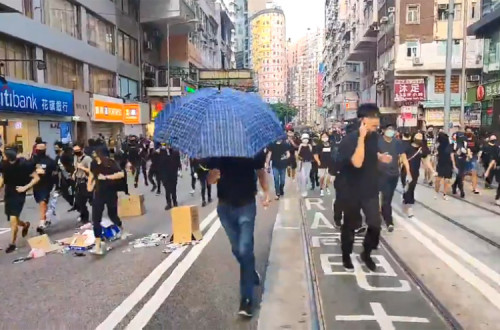 Protesto em Hong Kong.