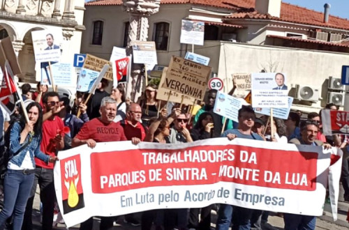 Trabalhadores da Parques de Sintra - Monte da Lua em luta. Foto do STAL.