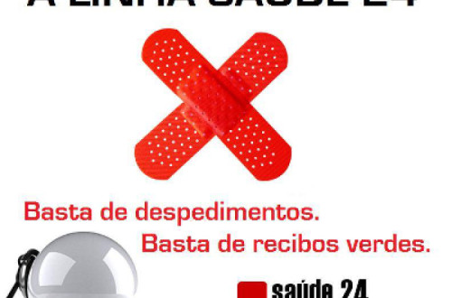 Imagens retiradas da página de facebook de apoio aos trabalhadores da Linha de Saúde 24.