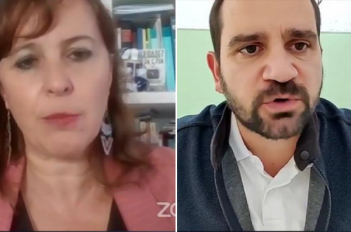 Foto da sessão com José Gusmão e Ana Miranda.