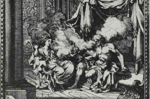 Pandora, Epimeteu e caixa acabada de abrir, gravura de Sébastien Le Clerc (1676), fonte: wikipedia.org