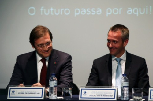 Sérgio Monteiro com Pedro Passos Coelho, foto de Estrela Silva, Lusa
