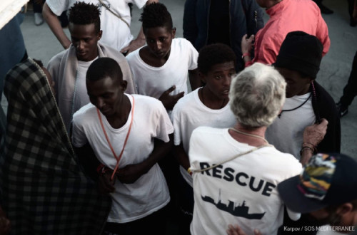 Imigrantes no Aquarius - Foto SOS Mediterranée