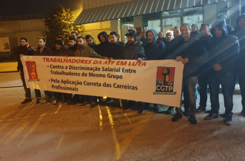 Trabalhadores do grupo Navigator em piquete de greve. Novembro de 2019.