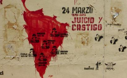 Mapa de ditaduras na América do Sul. Mural na Argentina. Foto de caminandolibertad/Flickr.