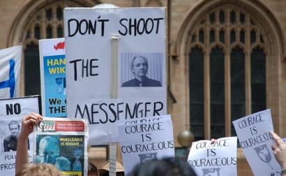 Manifestação de apoio a Assange. Sidney, 2010.