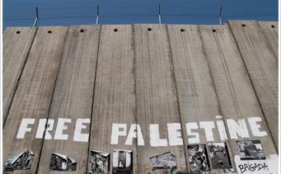 "Palestina livre", muro israelita em Belém.