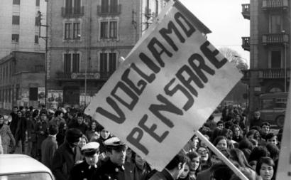 Manifestação de estudantes universitários, Itália, 1968