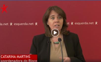 Catarina Martins afirmou em conferência de imprensa online: "A receita da austeridade nem é inevitável nem é a resposta à crise"