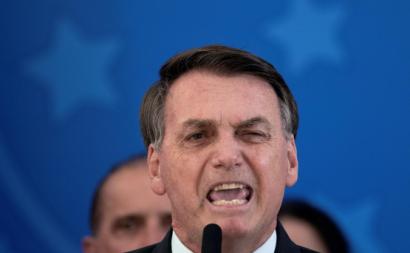 Bolsonaro na conferência de imprensa onde atacou o ex-ministro Moro. Foto de Joédson Alves/EPA/Lusa.