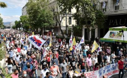 Manifestação a dez de junho contra a nova lei laboral grega. Foto do Twitter.