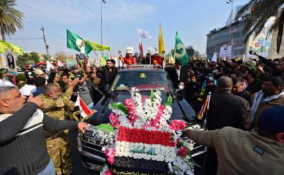 Funeral de Qassem Soleimani e dos mortos no ataque dos EUA, 4 de janeiro de 2020 – Foto de Murtaja Lateef/Epa/Lusa