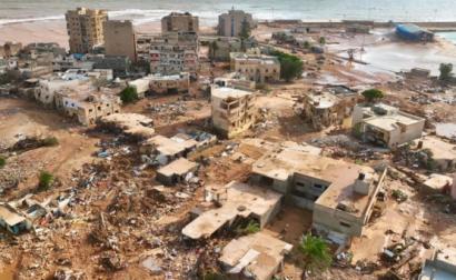 Destruição na cidade de Derna, no leste da Líbia