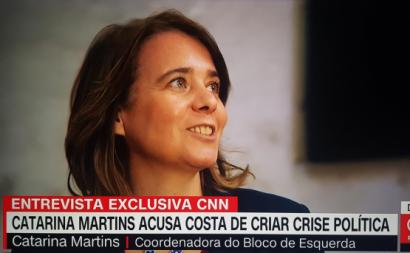 Catarina Martins em entrevista à CNN.