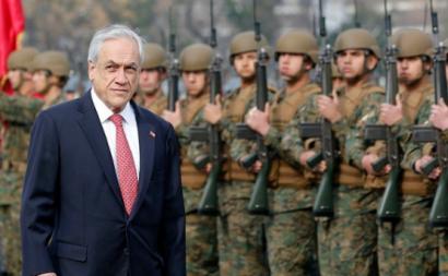 Sebastián Piñera tem tido sempre um forte apoio das forças armadas chilenas – foto de resumenlatinoamericano.org