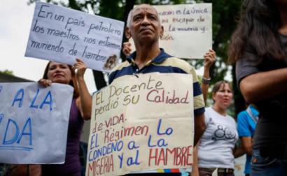 Declaração assinala que a crise na Venezuela “afeta dramaticamente todos los aspetos da vida de uma nação” - Foto de protesto de docentes em 15 de janeiro de 2019