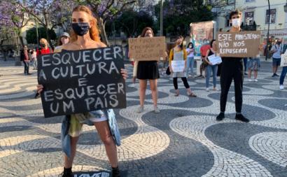 Manifestação de trabalhadores do setor da cultura em Lisboa.