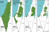 Mapa cronológico da ocupação israelita na Palestina.