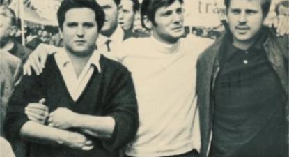 Alain Geismar, Jacques Sauvageot e Daniel Cohn-Bendit, líderes da revolta estudantil de 1968
