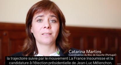 Mensagem de apoio de Catarina Martins a Jean-Luc Mélenchon