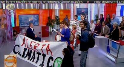 Protesto na CMTV: “Não existe escândalo maior do que a emergência climática”