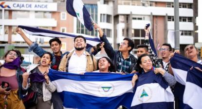 Protesto de exilados nicaraguenses na Costa Rica, foto reduno