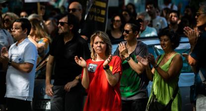 Catarina Martins no protesto dos médicos de família. Foto de José Sena Goulão/Lusa.