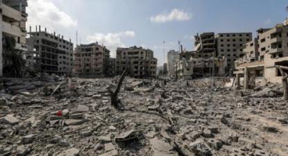 Destruição em Gaza.