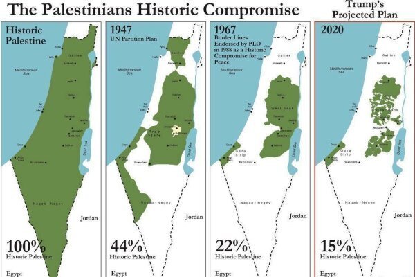 Fonte:https://www.tehrantimes.com/news/444783/The-examination-of-the-map-that-Trump-released-for-Palestine