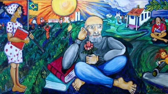 Pintura de Paulo Freire feita por Luiz Carlos Cappellano, publicada por Vermelho